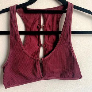 {Free People}  Ribbed maroon bra crop top (S)